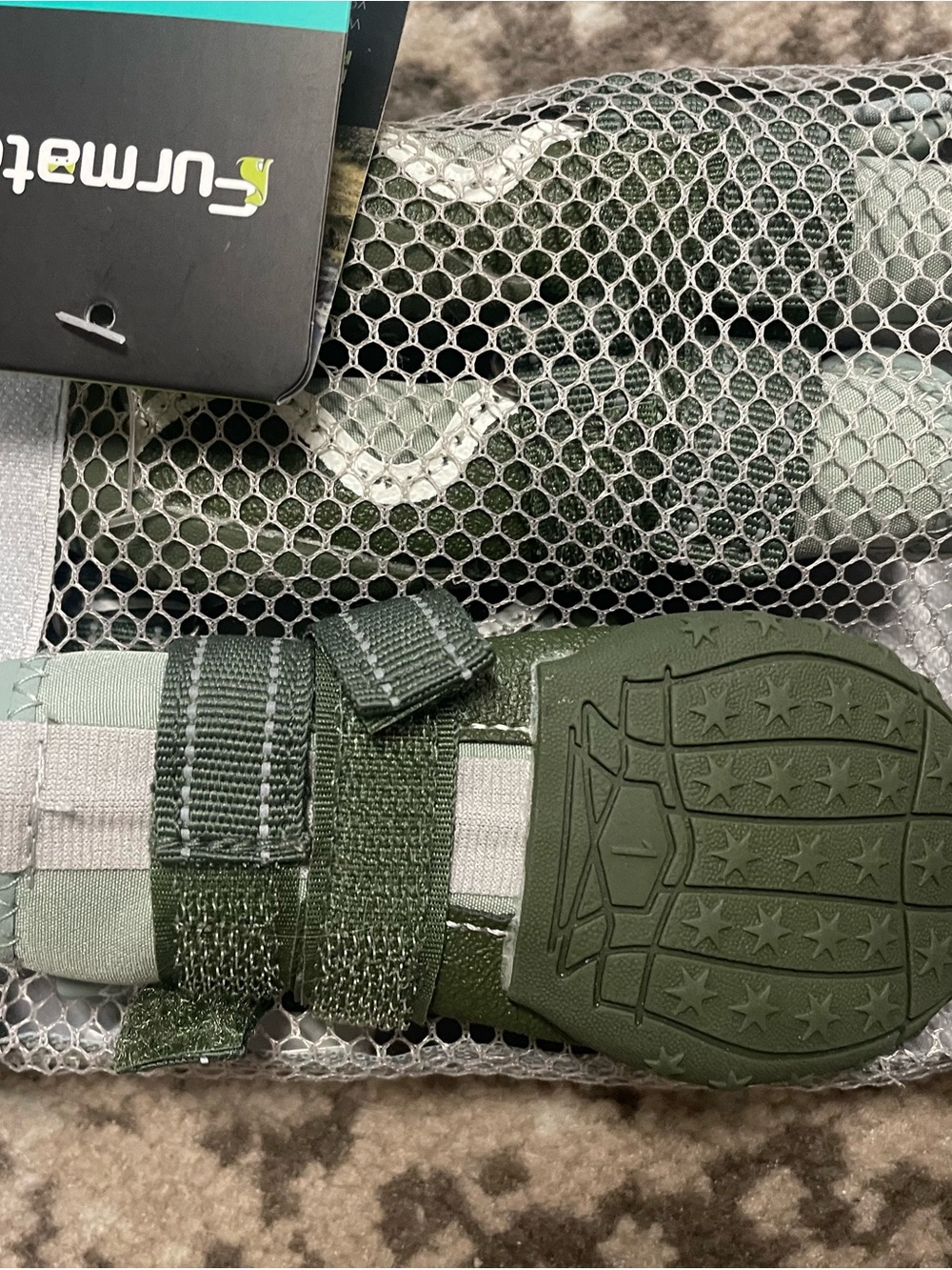 Furmate Olive Green Protective Dog Boots size 1